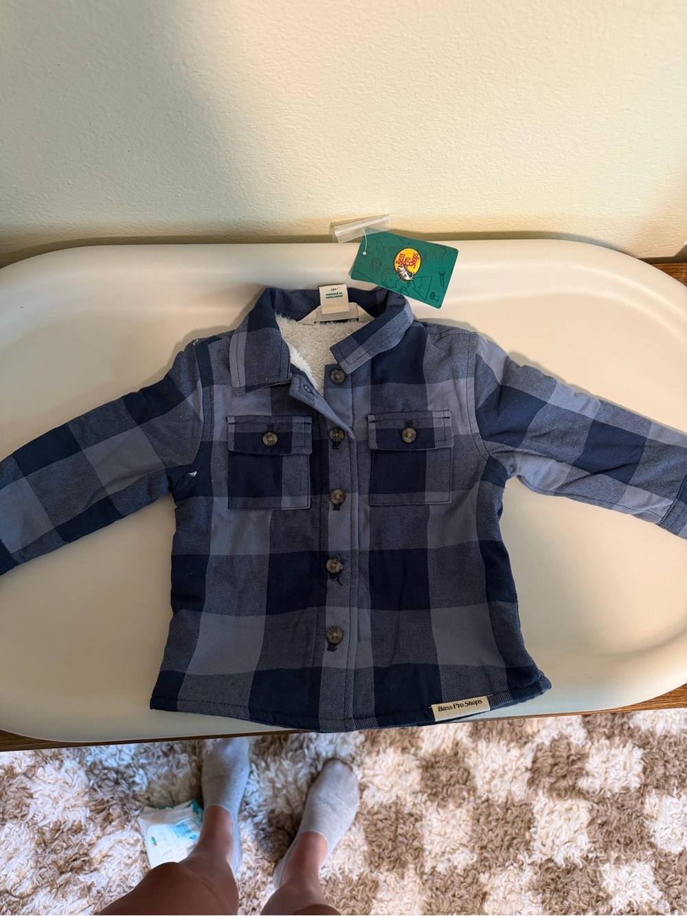 Bass Pro Shops Blue Buffalo Plaid Sherpa Button Jacket